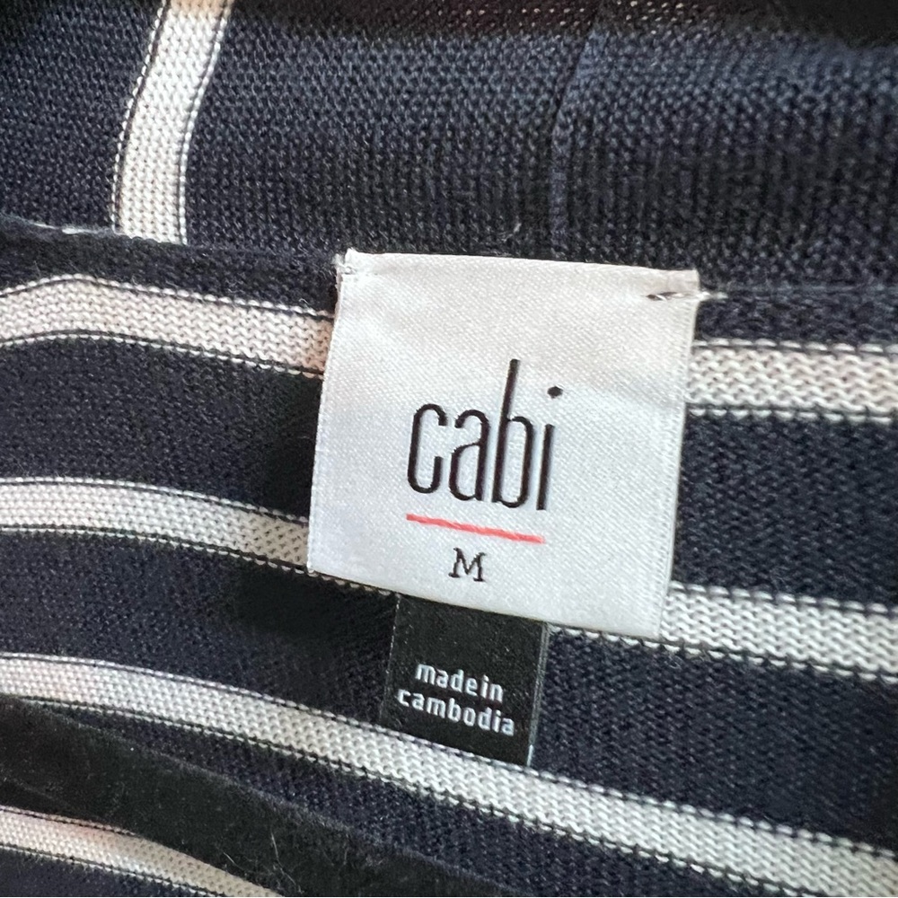CABI Navy and White Nautical Stripe Long Ling Cardigan, M - Picture 9 of 9